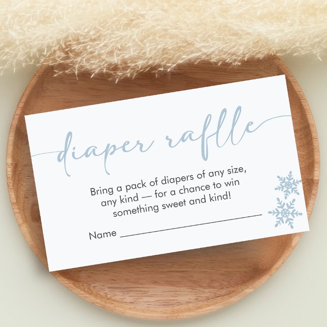 Tarjeta De Recepción Hello Baby Shower Diaper Raffle (Winter Baby Shower Diaper Raffle)