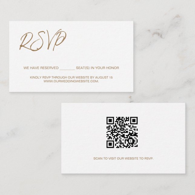 Tarjeta De Recepción Hemos reservado asientos CÓDIGO QR Personalizado G (Anverso / Reverso)