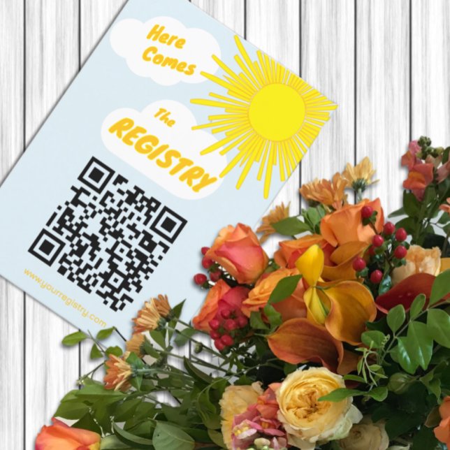 Tarjeta De Recepción Here Comes The Son Boy Baby Shower Registry (Subido por el creador)