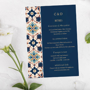 Tarjeta De Recepción Herencia Moderna de Talavera Elegante Boda
