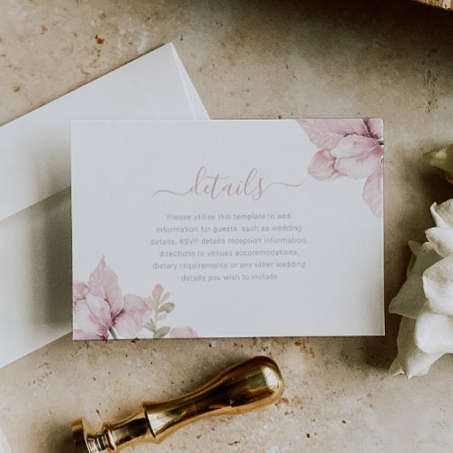 Tarjeta De Recepción Hermosa elegancia Detalles del Boda floral de Rubo (Subido por el creador)