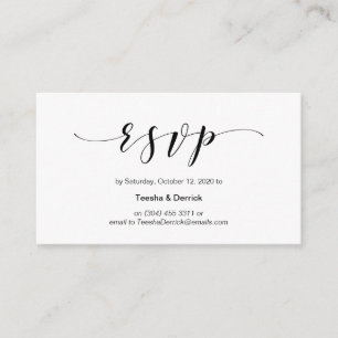 Tarjeta De Recepción Hermosa elegancia, escritura negra, boda RSVP