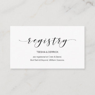 Tarjeta De Recepción Hermosa elegancia, escritura negra, registro Boda