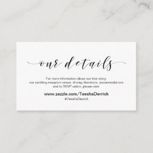 Tarjeta De Recepción Hermosa elegancia, negro, detalles de nuestro Boda