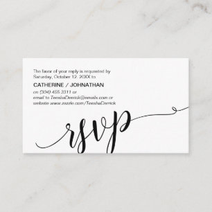 Tarjeta De Recepción Hermosa escritura negra, RSVP responde