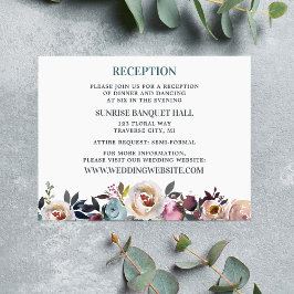 Tarjeta De Recepción Hermosa floral primavera pastel Verde azulado