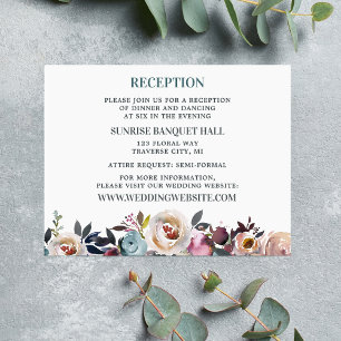 Tarjeta De Recepción Hermosa floral primavera pastel Verde azulado