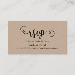Tarjeta De Recepción Hermosa kraft negro rústico y elegante, RSVP de Bo
