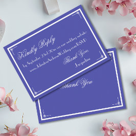 Tarjeta De Recepción Hermosa Moda azul clásica Boda RSVP