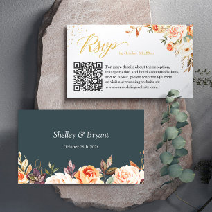 Tarjeta De Recepción Hermosa página web de Boda floral de otoño RSVP Có