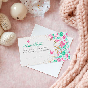 Tarjeta De Recepción Hermosa Rosa Rosa Floral Arco Dorado Baby shower