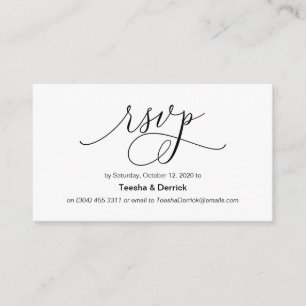 Tarjeta De Recepción Hermosa tinta negra de romance moderno, RSVP de bo