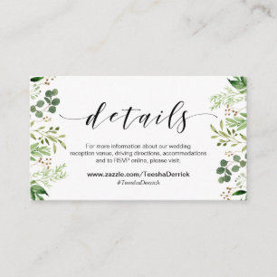 Tarjeta De Recepción Hermosa vegetación elegante, detalles negros y Bod