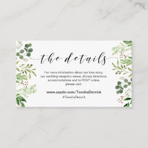 Tarjeta De Recepción Hermosa vegetación elegante, detalles negros y Bod