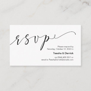 Tarjeta De Recepción Hermosa y elegante tinta negra creativa, RSVP de B