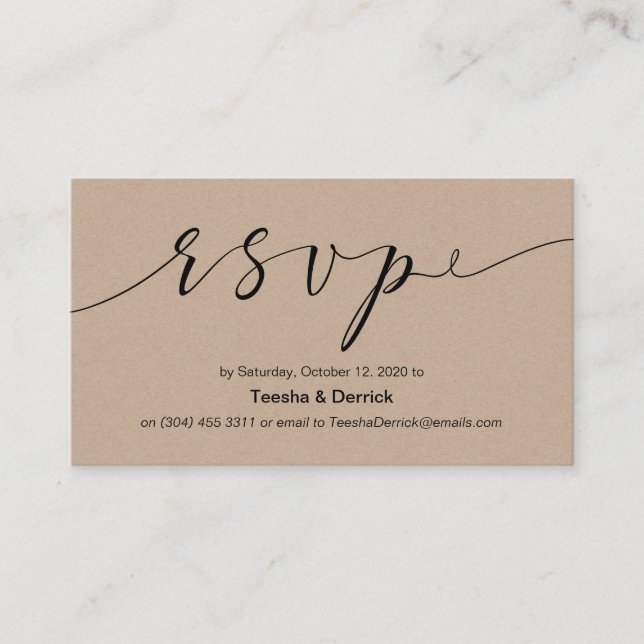 Tarjeta De Recepción Hermosa y elegante tinta negra creativa, RSVP de B (Anverso)