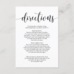 Tarjeta De Recepción Hermosas direcciones de Boda, fuente negra