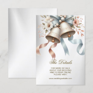 Tarjeta De Recepción Hermosas flores de casamiento de las campanas rosa