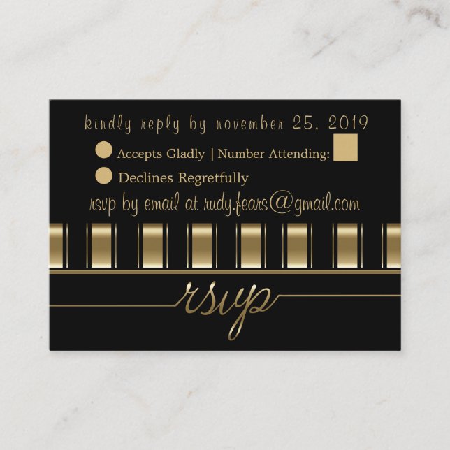 Tarjeta De Recepción Hermoso 50 Aniversario de Oro RSVP 2 (Anverso)