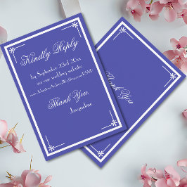 Tarjeta De Recepción Hermoso Blue Elegant Script Classic Wedding RSVP