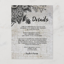 Tarjeta De Recepción Hermoso Boda de flores negras y grises