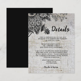 Tarjeta De Recepción Hermoso Boda de flores negras y grises