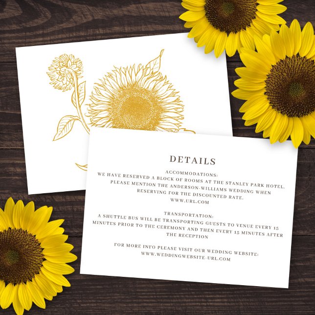Tarjeta De Recepción Hermoso Boda elegante de otoño de girasoles (Subido por el creador)