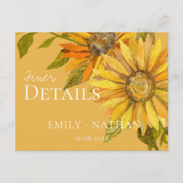 Tarjeta De Recepción Hermoso Boda floral de girasol amarillo