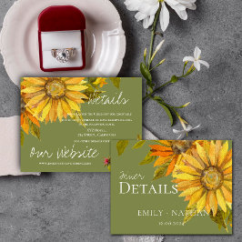 Tarjeta De Recepción Hermoso Boda floral de girasol amarillo