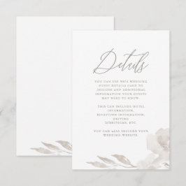 Tarjeta De Recepción Hermoso Boda floral neutro detalle de invitado