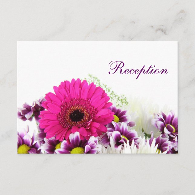 Tarjeta De Recepción Hermoso conjunto de boda con gerbera margarita ros (Anverso)