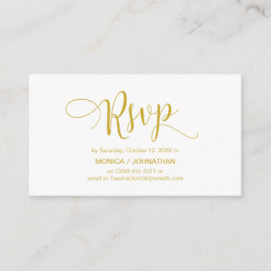 Tarjeta De Recepción Hermoso dorado amarillo,Recepción de boda RSVP