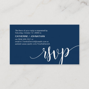 Tarjeta De Recepción Hermoso guión azul de la marina, RSVP responde