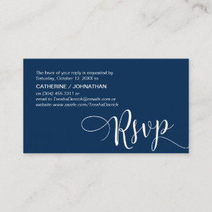 Tarjeta De Recepción Hermoso guión azul de la marina, RSVP responde