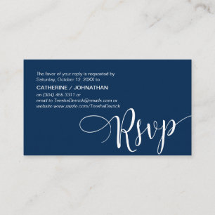 Tarjeta De Recepción Hermoso guión azul de la marina, RSVP responde