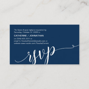 Tarjeta De Recepción Hermoso guión azul de la marina, RSVP responde