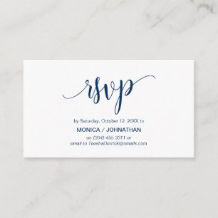 Tarjeta De Recepción Hermoso guión, Navy Blue, RSVP responde