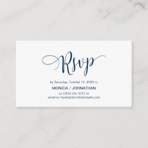 Tarjeta De Recepción Hermoso guión, Navy Blue, RSVP responde