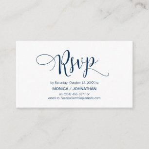 Tarjeta De Recepción Hermoso guión, Navy Blue, RSVP responde