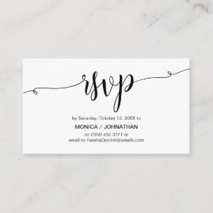 Tarjeta De Recepción Hermoso guión, negro,Celebración RSVP responder