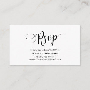Tarjeta De Recepción Hermoso guión, negro,Celebración RSVP responder