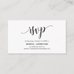 Tarjeta De Recepción Hermoso guión, negro,Celebración RSVP responder