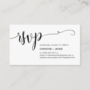 Tarjeta De Recepción Hermoso guión negro, RSVP responde