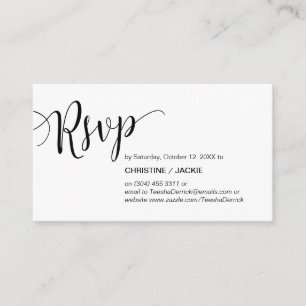 Tarjeta De Recepción Hermoso guión negro, RSVP responde