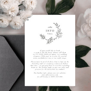 Tarjeta De Recepción Hermoso Monograma Floral Esbozado Boda de la coron