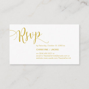 Tarjeta De Recepción Hermoso Oro Amarillo,Fiesta de Bodas RSVP
