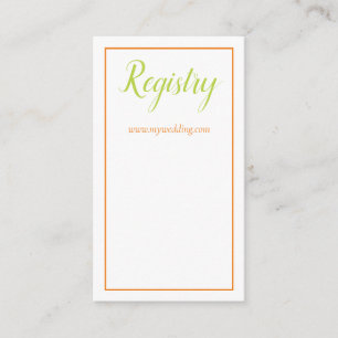Tarjeta De Recepción Hermoso registro Naranja de Bodas verdes y blancos
