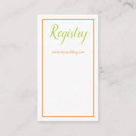 Tarjeta De Recepción Hermoso registro Naranja de Bodas verdes y blancos