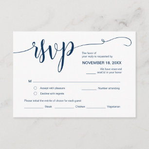 Tarjeta De Recepción Hermoso script, RSVP, Negro, Responder