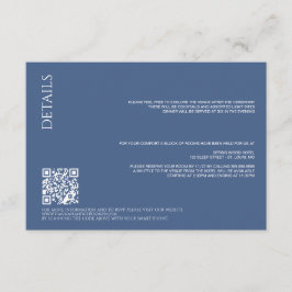 Tarjeta De Recepción Hermosos detalles azules con Boda de código QR